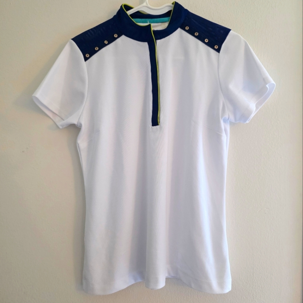 Women's EP New‎ York White and Blue Polo Shirt Sz. Medium - Picture 2 of 7